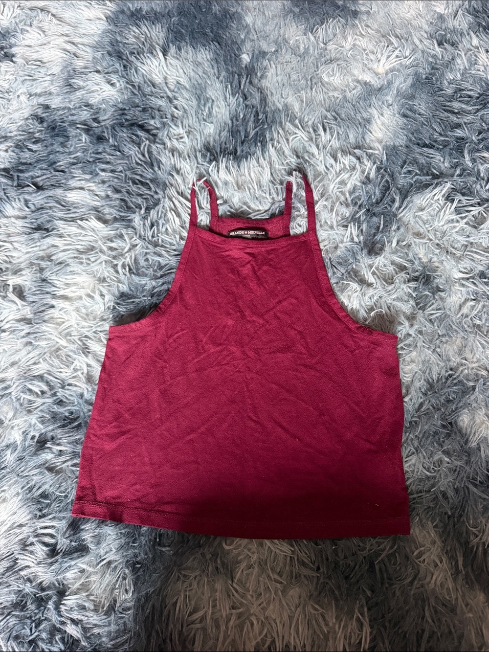 Burgundy Cropped Tank with Thin Straps